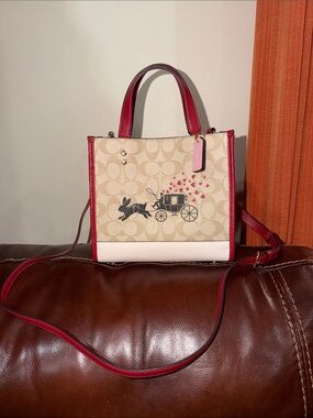 ‼️Coach Lunar New Year Red Hearts Dempsey tote 22 Satchel Crossbody Bag